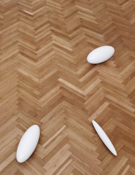 Anneke Kleimann, Saturns Ring-System 17.12.2002, 10.5.2014, 4.10.2026, 2015, Ureol, Lack, 22,1 x 49 x 22,1 cm, 17,8 x 49 x 17,8 cm, 7,5 x 49 x 7,5 cm